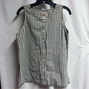 VTG Abercrombie & Fitch Women’s Sleeveless Plaid Button Up Medium Cottage Core